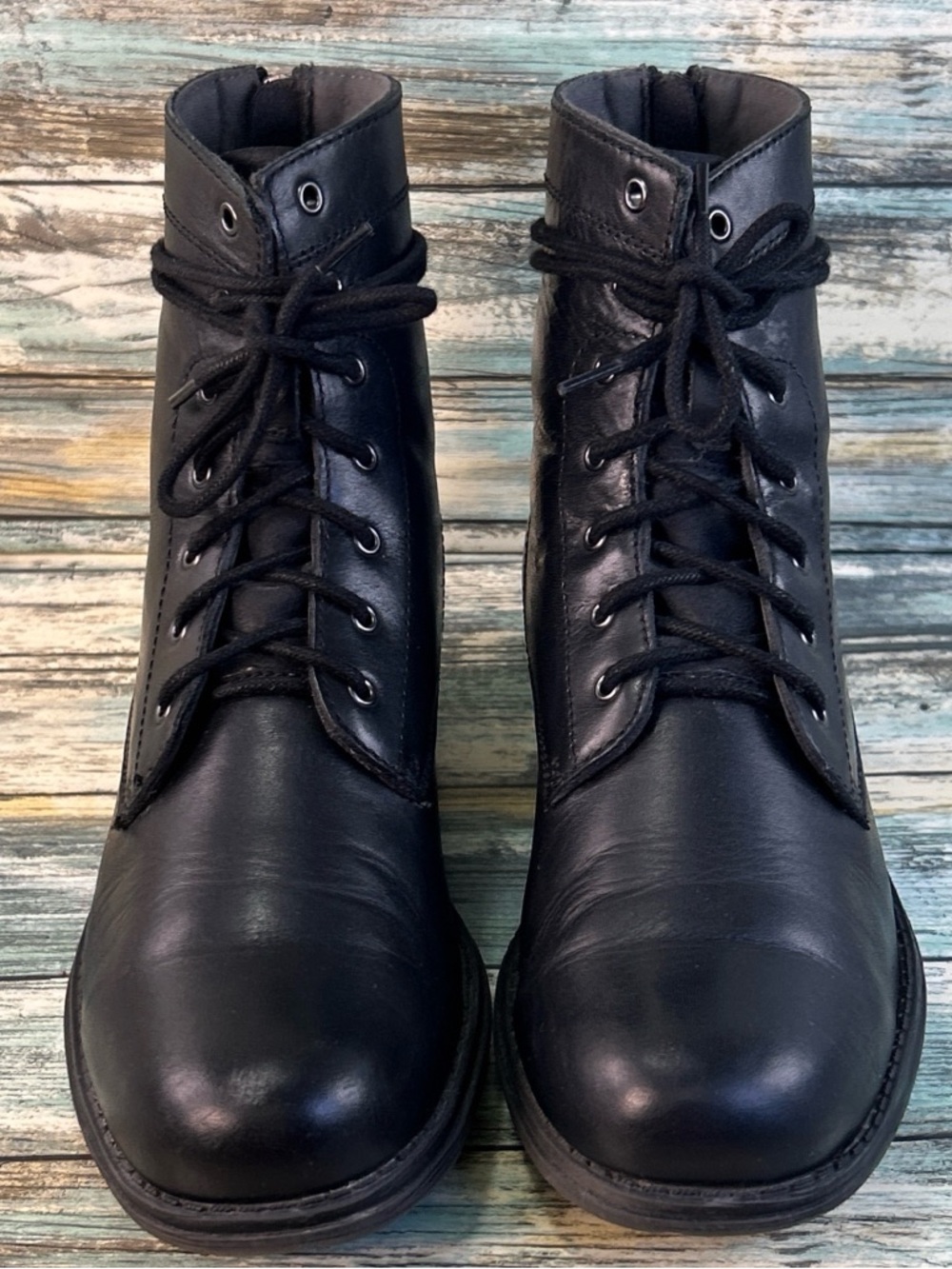 Eastland Blair Combat Boot Womens 8M Black Leather Military Grunge Punk Zip Up